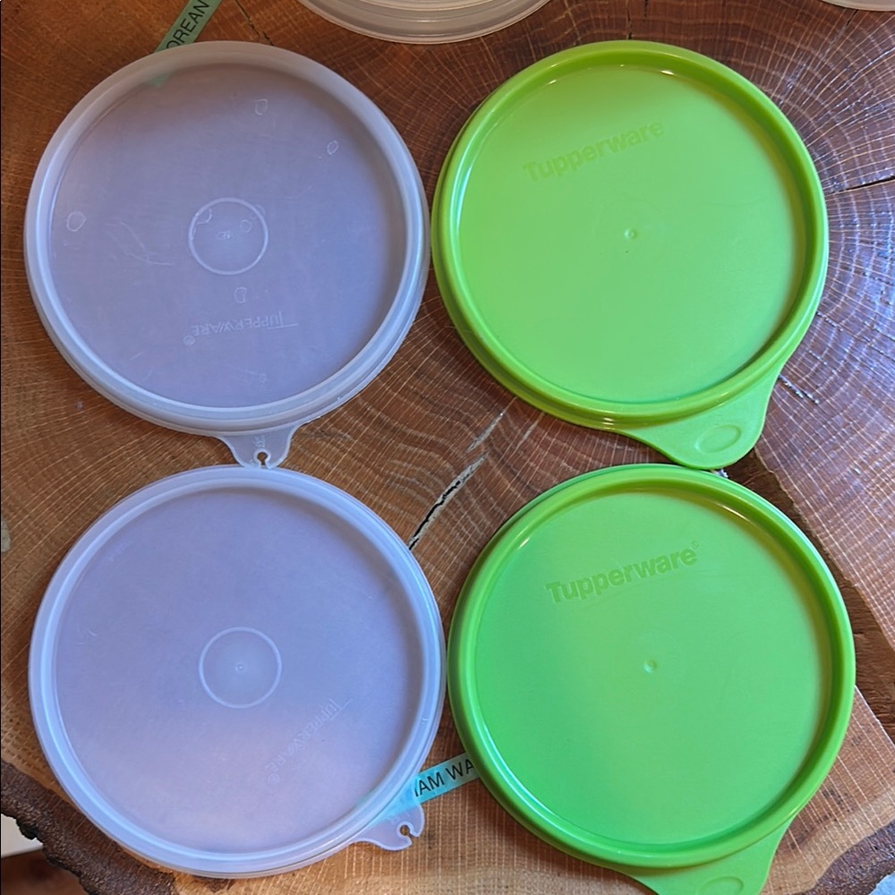 Vintage Tupperware Green and White Hamburger Food Storage Containers - Picture 2 of 7